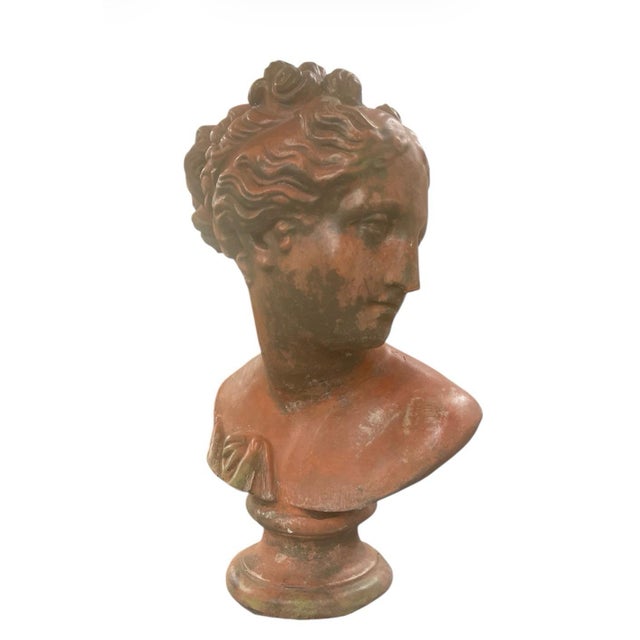 Neoclassical female bust, featuring a grand 20-inch height that makes it a true statement piece. Rendered in a warm,...