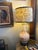 Pair of Large Vintage Crackle Glaze Porcelain Table Lamps With Brass Accents For Sale - Image 4 of 11