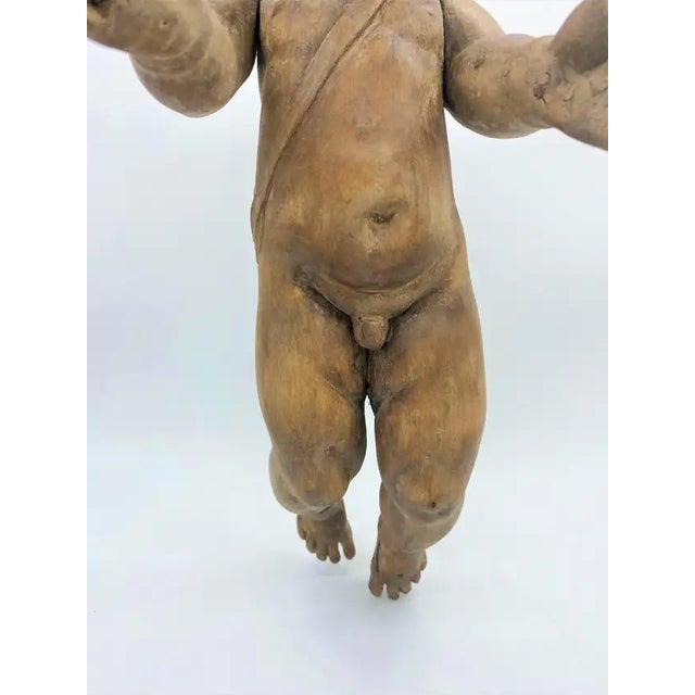 Baroque Style Angelo Statue in Wood, 18th Century For Sale - Image 10 of 15