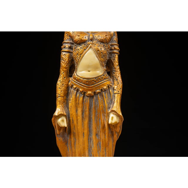 Late 20th Century Art Deco Revival Chryselephantine Style Figural Lamp For Sale In Chicago - Image 6 of 11