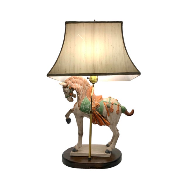 Add a touch of the mystical and ancient to your home decor with this large vintage oriental horse lamp. The lamp features...