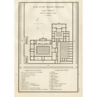 Ancient Greek House Architectural Plan in the style of Vitruvius for Tardieu, 1825 For Sale