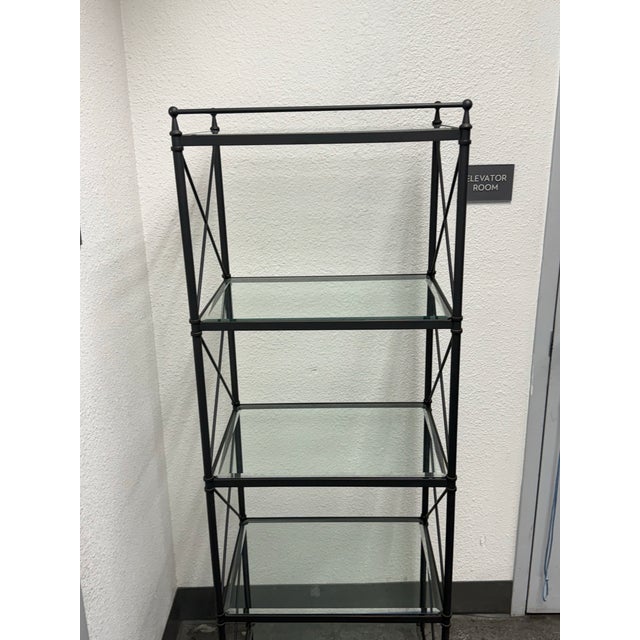 2010s Restoration Hardware Metal + Glass Etagere For Sale - Image 5 of 12