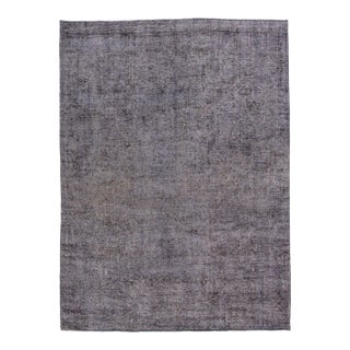 Vintage Persian Overdyed Handmade All-Over Gray Wool Rug For Sale