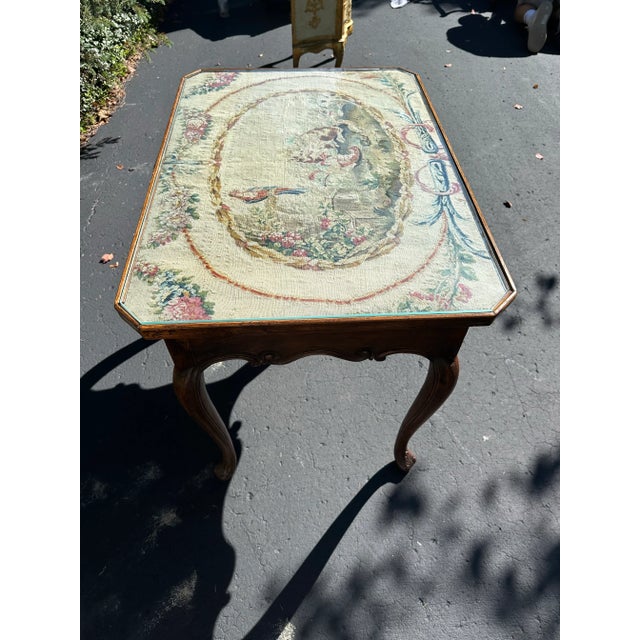 Brown 19th Century Walnut Desk With Aubusson Tapestry Top For Sale - Image 8 of 11