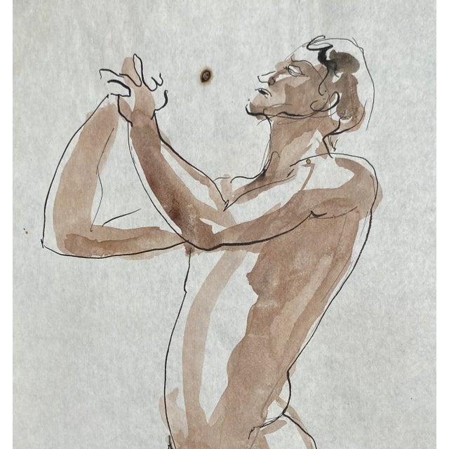 1958 figural watercolor by Walter Stawuszewski. Signed lower right.