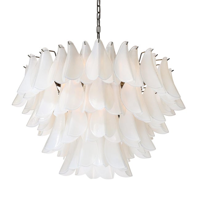2020s Modernist Feather Chandelier in Murano Opalescent Glass and Oil Rubbed Bronze For Sale - Image 5 of 12
