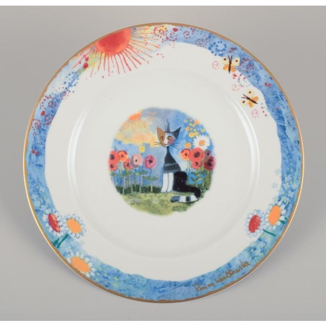 Dinner Plates with Cat Motifs by Rosina Wachtmeister for Goebel, Germany, Set of 6 For Sale - Image 3 of 8