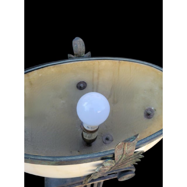 Vintage Maitland Smith Art Deco Tessellated Stone Brass Iron Marble Base Floor Lamp For Sale - Image 9 of 14