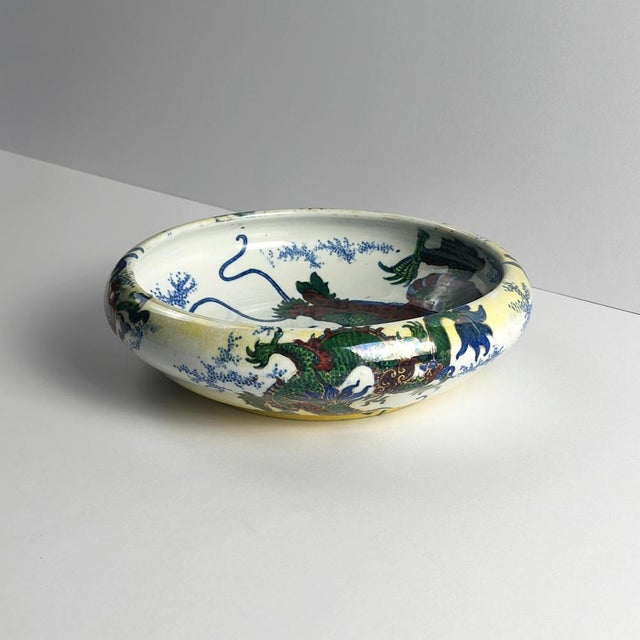 Vintage Dragon Bowl in Hand-Painted Ceramic by Frederick Rhead, 1930s For Sale - Image 4 of 10
