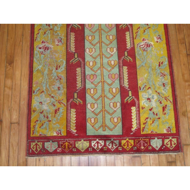 Colorful Red Yellow Turkish Melas Early 20th Century Wool Runner For Sale - Image 4 of 6