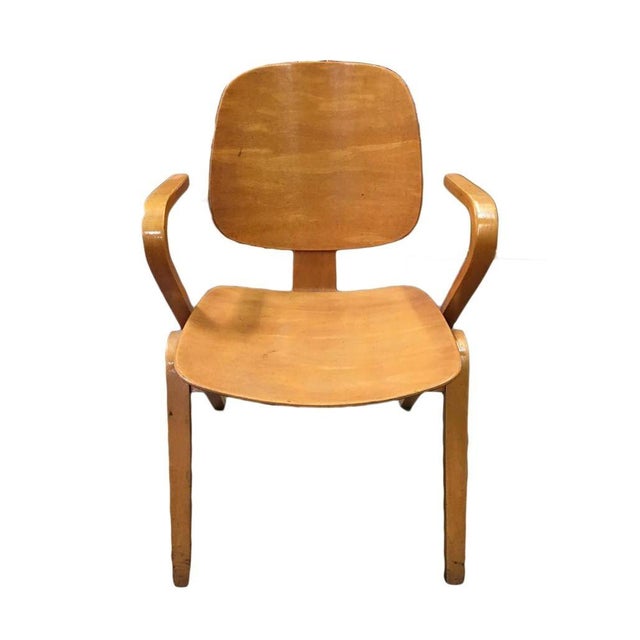 1950s Attributed to Joe Atkinson for Thonet Plywood Armchairs - Set of 5 For Sale In Los Angeles - Image 6 of 10