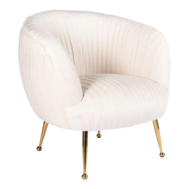 Beatrice Curved Accent Chair in Off White For Sale