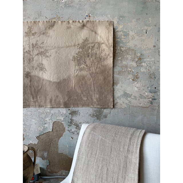 Original Watercolor Landscape Painting on Raw Canvas, by Chelsea Fly. 39”W x 30”H, includes tacks for installation.