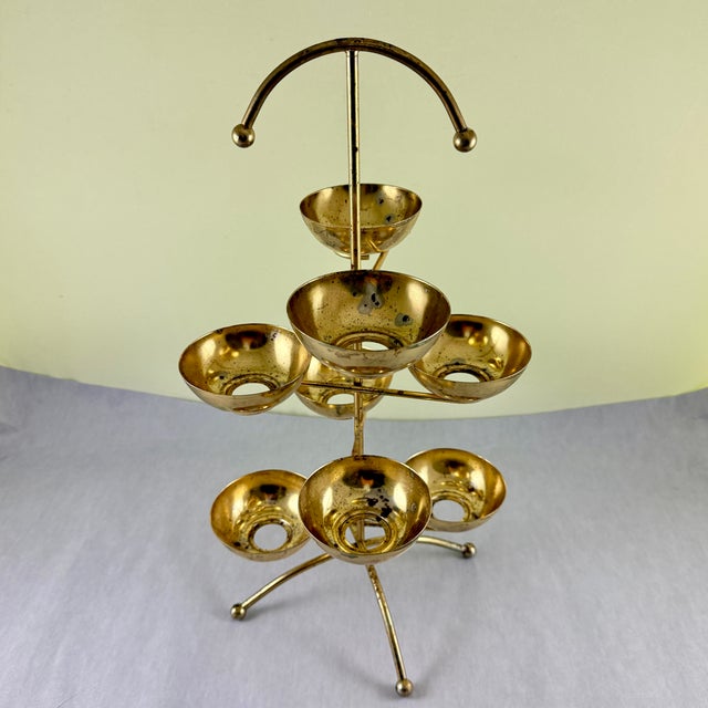 Golden Celeste Roly Poly Glasses in Stand, Briard, S/9 For Sale - Image 11 of 11