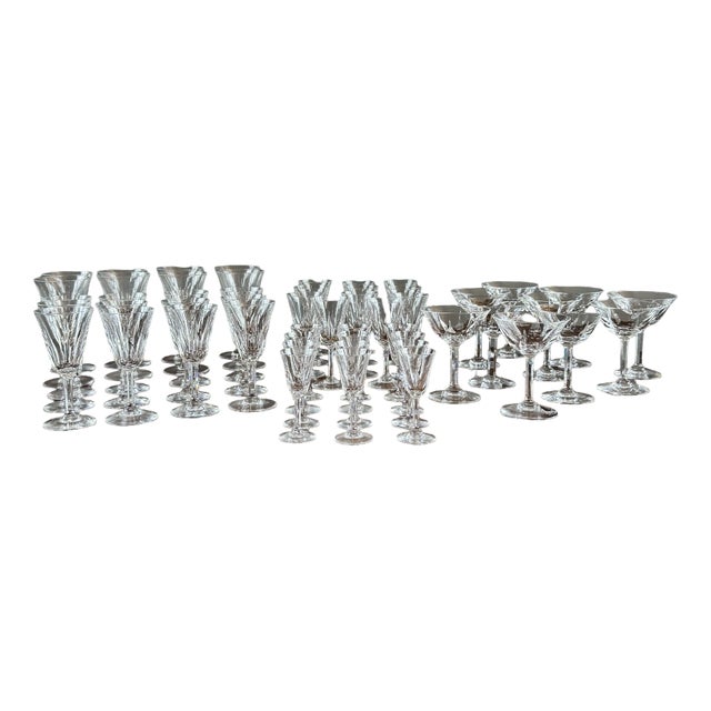 20th Century Crystal Glasses with Cerdagne Pattern from Saint Louis, Set of 54 For Sale
