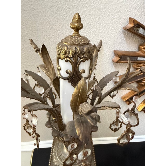 Vintage Table Lamps With Crystal Antique Gold For Sale - Image 12 of 17