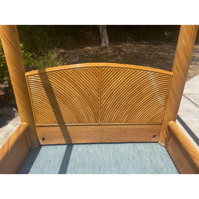 Marcello Mioni Monumental Vintage Pencil Reed Rattan Canopy Bed, Queen Size For Sale - Image 4 of 12
