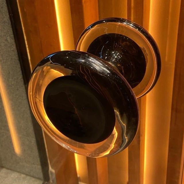 Murano Sommerso Glass Push and Pull Door Handles with Chrome, 1970, Set of 2 For Sale - Image 10 of 11