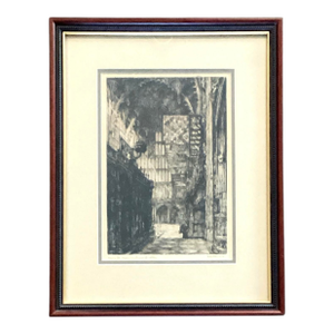 Etching Print by m.b. Atkinson "Henry VII Chapel in Westminster Abbey"