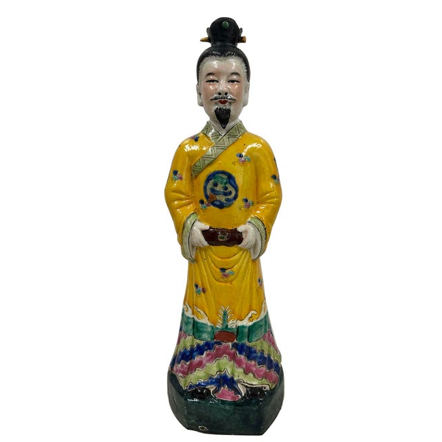This pair of figurines represents Chinese Emperor and empress from the Qing Dynasty, These hand-painted porcelain statues...
