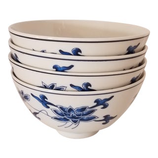 Vintage Great China Zhongdu Jingdez Porcelain Rice Bowls- Set of 4 For Sale