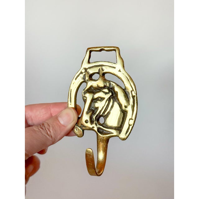 Vintage English Horse Brass Medal Wall Hook For Sale - Image 4 of 7