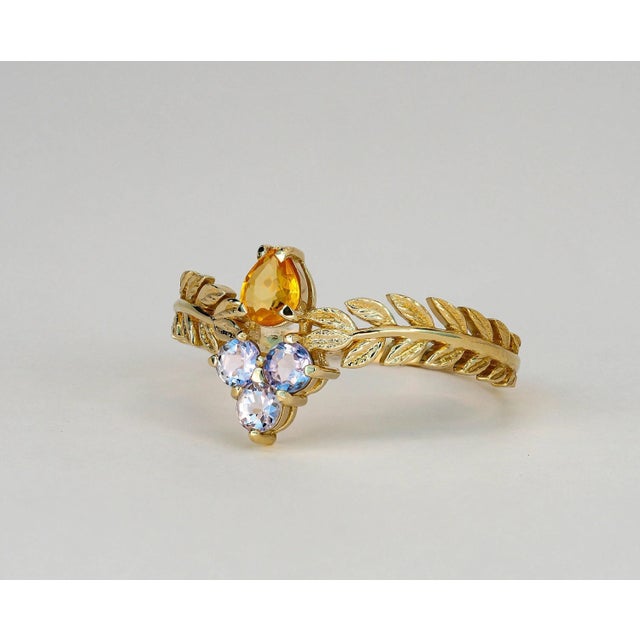 Modern Olive Leaves 14k Gold Ring Size 5 (All Sizes Available) For Sale - Image 3 of 10