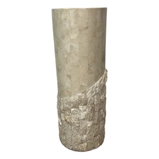 Vintage Postmodern Tessellated Stone Pedestal Sculptural Textured Base 1980s For Sale