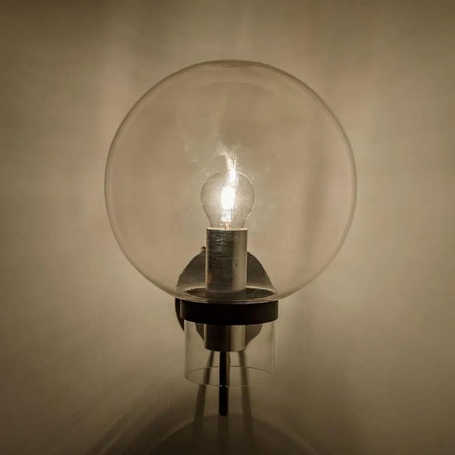 Clear Glass and Metal Wall Lamps by Glashütte Limburg, 1975s For Sale - Image 8 of 10