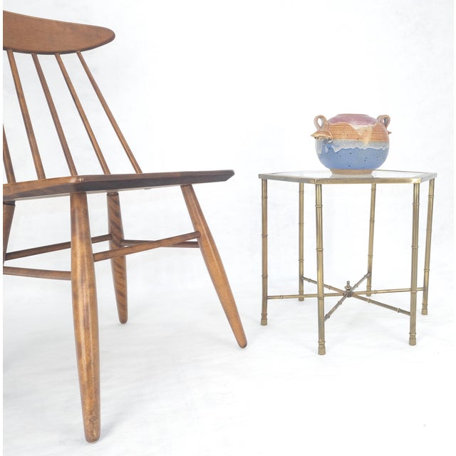 Mastercraft Mastercraft Mid Century Modern Hexagon Top Faux Bamboo Legs Coffee Side Table For Sale - Image 4 of 12