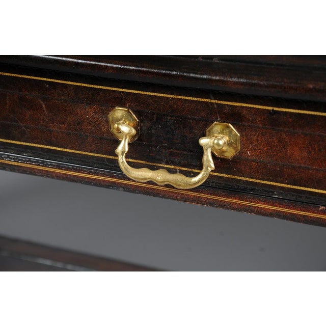 English Full-Leather Partner Desk For Sale - Image 17 of 18