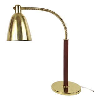 Table Lamp in Brass and Leather by Josef Frank for J.T. Kalmar, 1950s For Sale