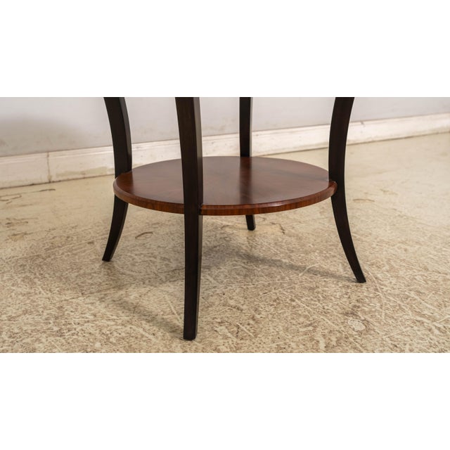 Jonathan Charles 2 Tier 2 Drawer Art Deco Satin Round Side Table For Sale - Image 14 of 17