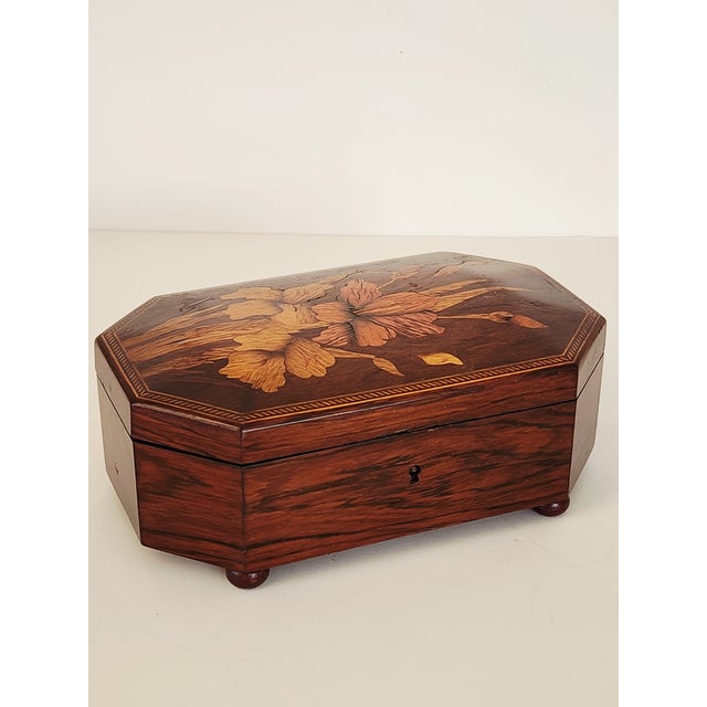 Victorian Antique Victorian Rosewood Inlay Jewelery Box For Sale - Image 3 of 12