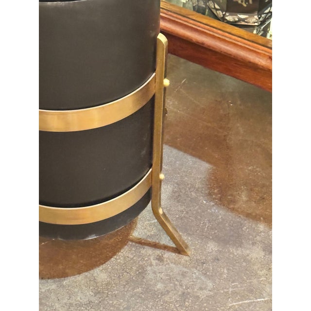 Early 21st Century Italian MCM Style Steel and Brass Umbrella Stands For Sale - Image 5 of 6