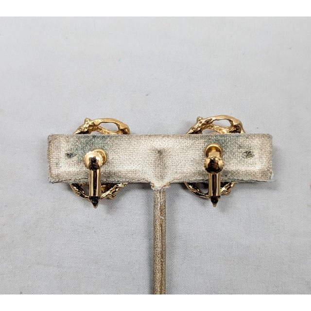 Metal Vintage 1973 Signed Napier Modernist Goldtone Faux-Coral Cabochon Clip Earrings - 2 Pieces For Sale - Image 7 of 7