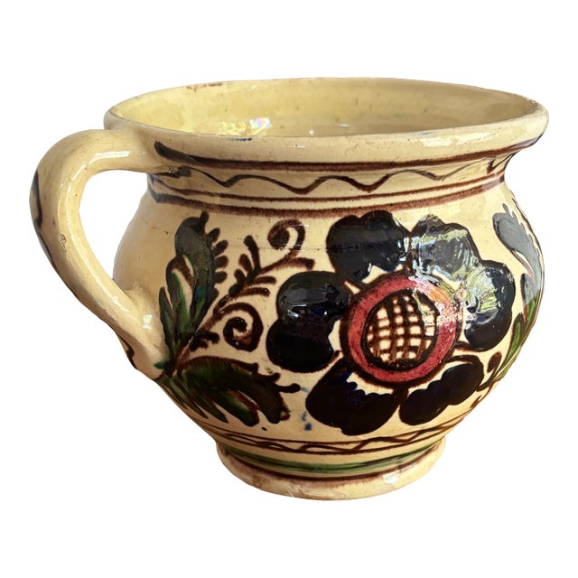 Midcentury Rustic European Pot With Handle For Sale