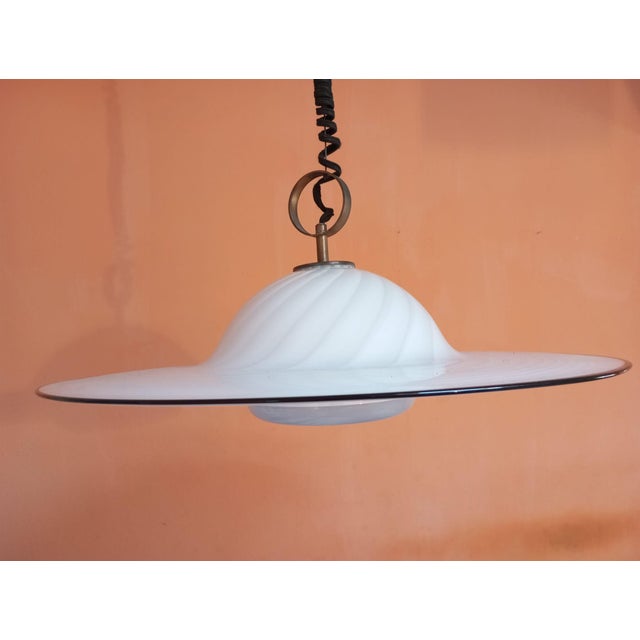 White Vintage Murano Glass Pendant Light, Italy, 1960s For Sale - Image 8 of 17