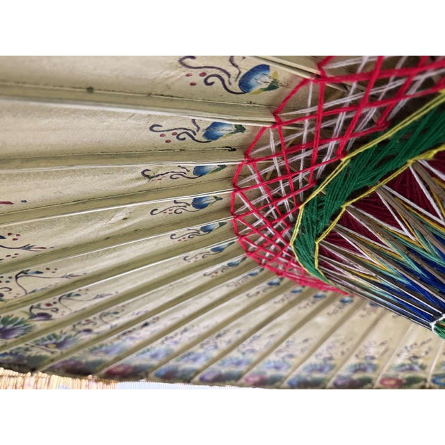 Indonesian Parasol in Wallpaper, Wood and Wool, 1950s For Sale - Image 10 of 18