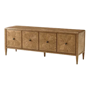 Oak Parquetry Media Cabinet - Light