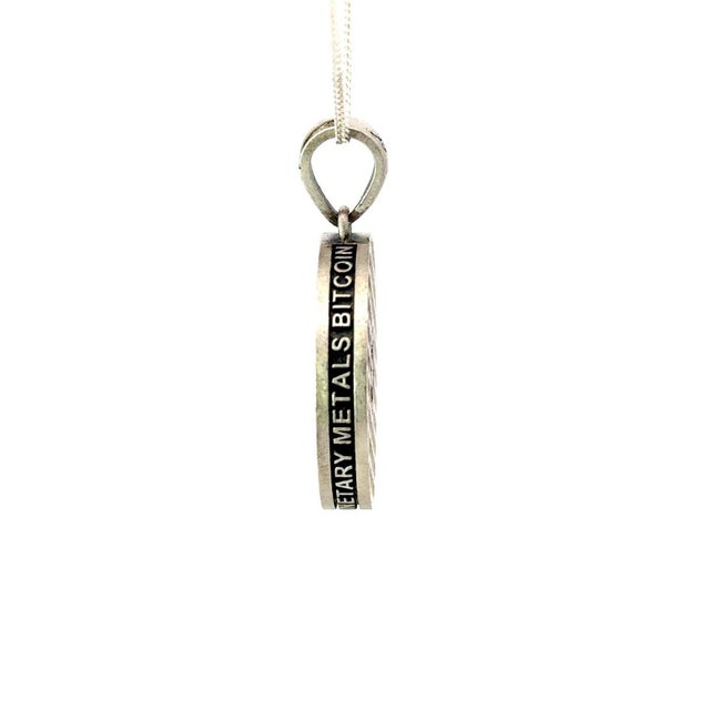 Mid-Century Modern Retro Bitcoin Unique Cryptocurrency Unisex Pendant Gift for Him in 925 Silver For Sale - Image 3 of 12