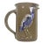 Vintage Signed Great Blue Heron Studio Pottery Mug With Bird Stoneware Brown For Sale