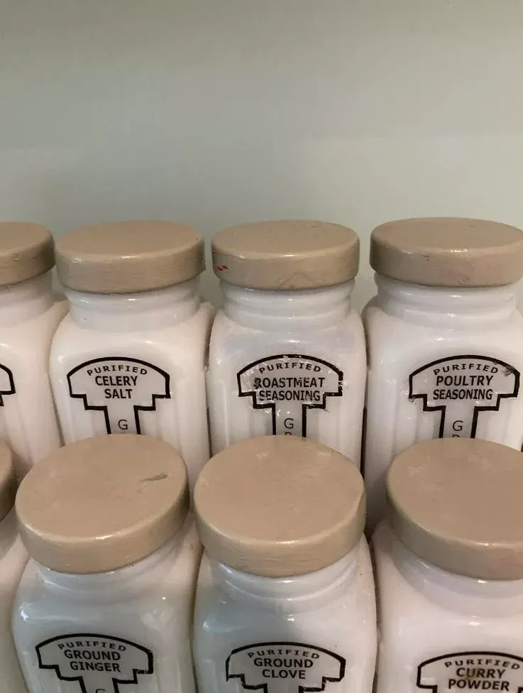 1940's Griffith Laboratories Spice Jars-Set of 12 | Chairish