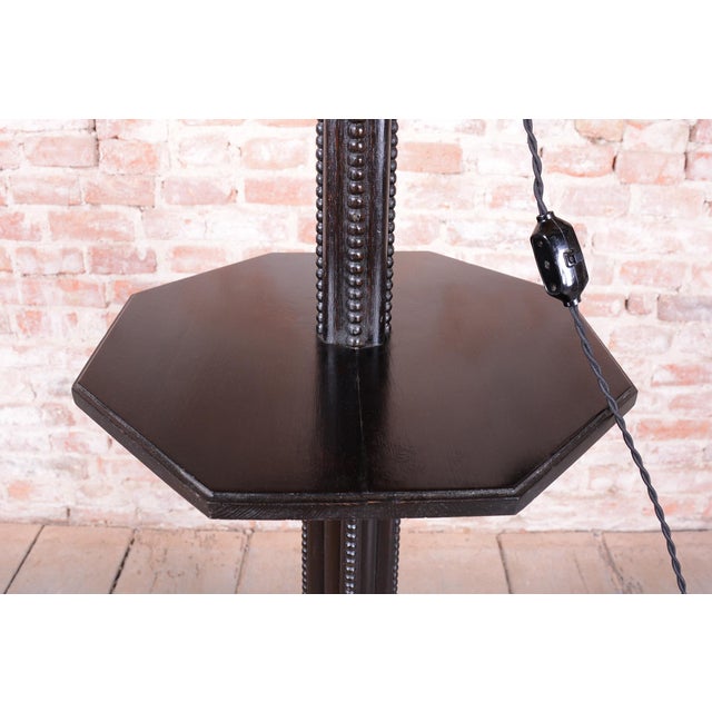 Art Deco Floor Lamp in Beech and Oak, Czech, 1910s For Sale - Image 4 of 14