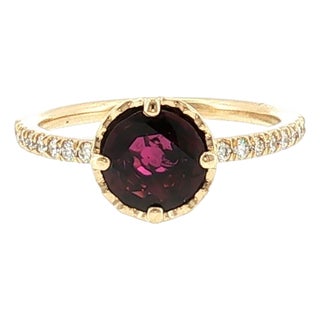 Modern Vintage Style Repurposed 1.23ct Round Ruby Engagement Ring, Size 6.25 For Sale