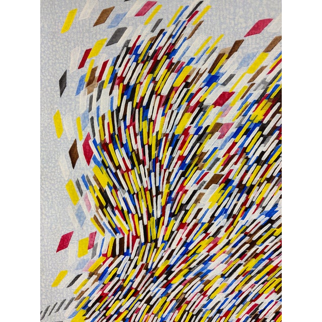 Absolutely fabulous contemporary abstract oil painting on canvas. Bold color palette. Artist created a canvas filled with...