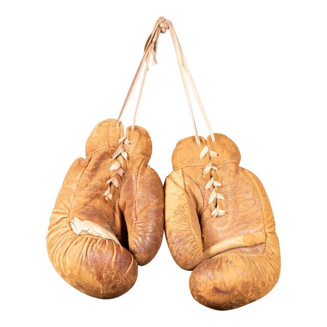 Vintage Leather and Horse Hair Boxing Gloves C.1950-1960 For Sale
