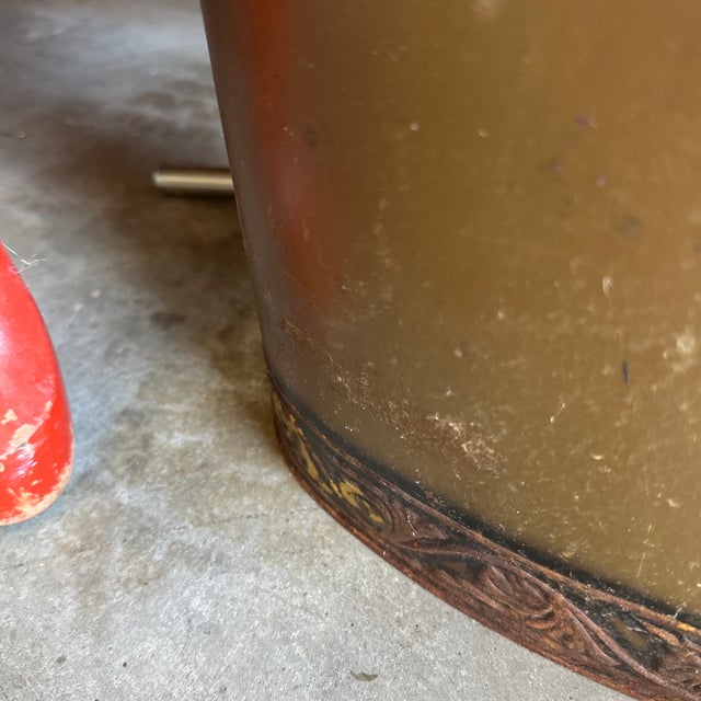 Mid-Century Modern 1970s Metal Oval Decorative Wastebasket For Sale - Image 3 of 7