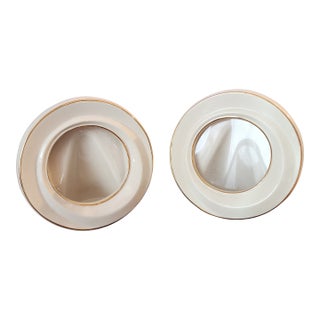 Pair Lenox Ivory Cream & Gold Round Porcelain Picture Frames, 1980s For Sale